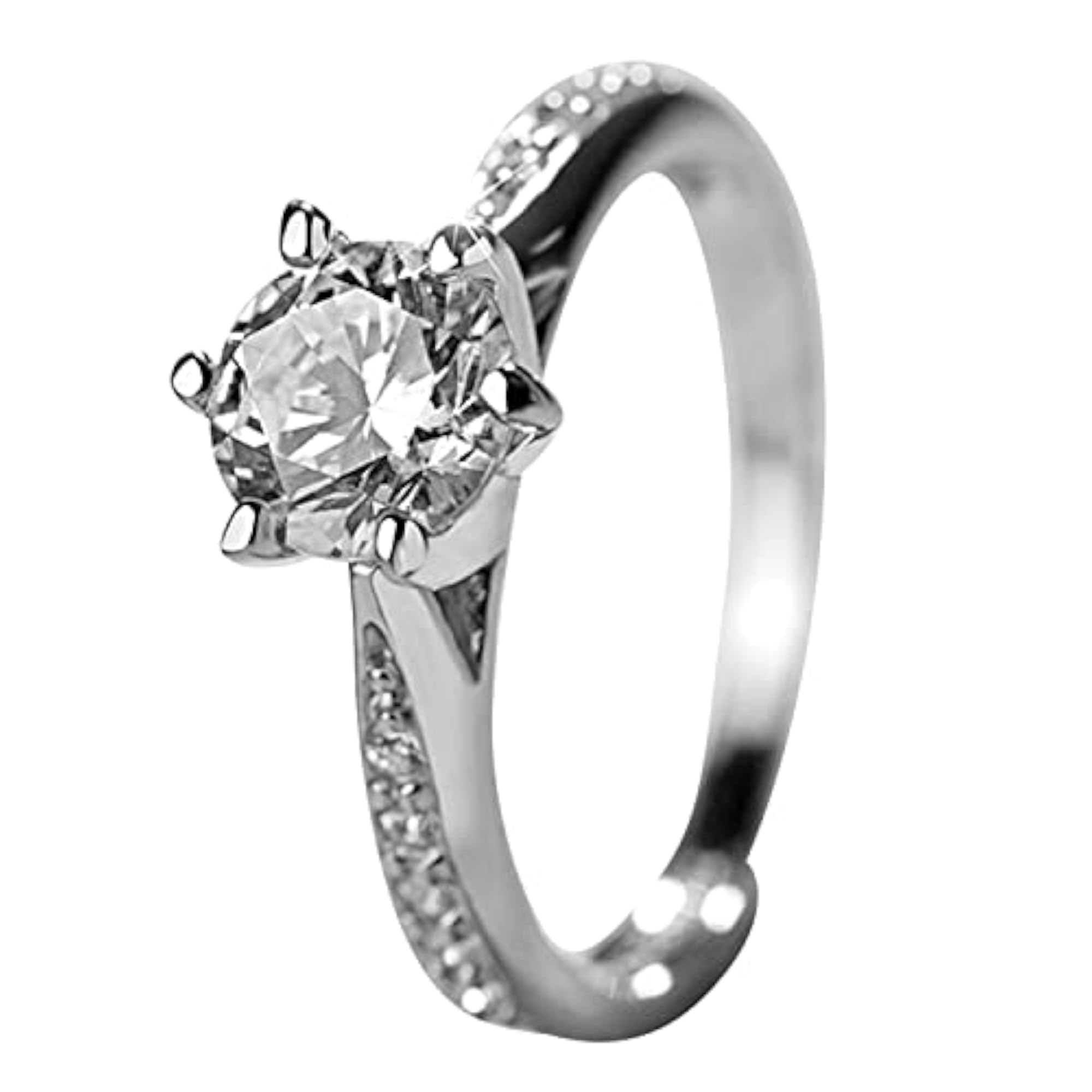 Women's American Diamond Studded Silver Plated Finger Ring, Fashion Wear